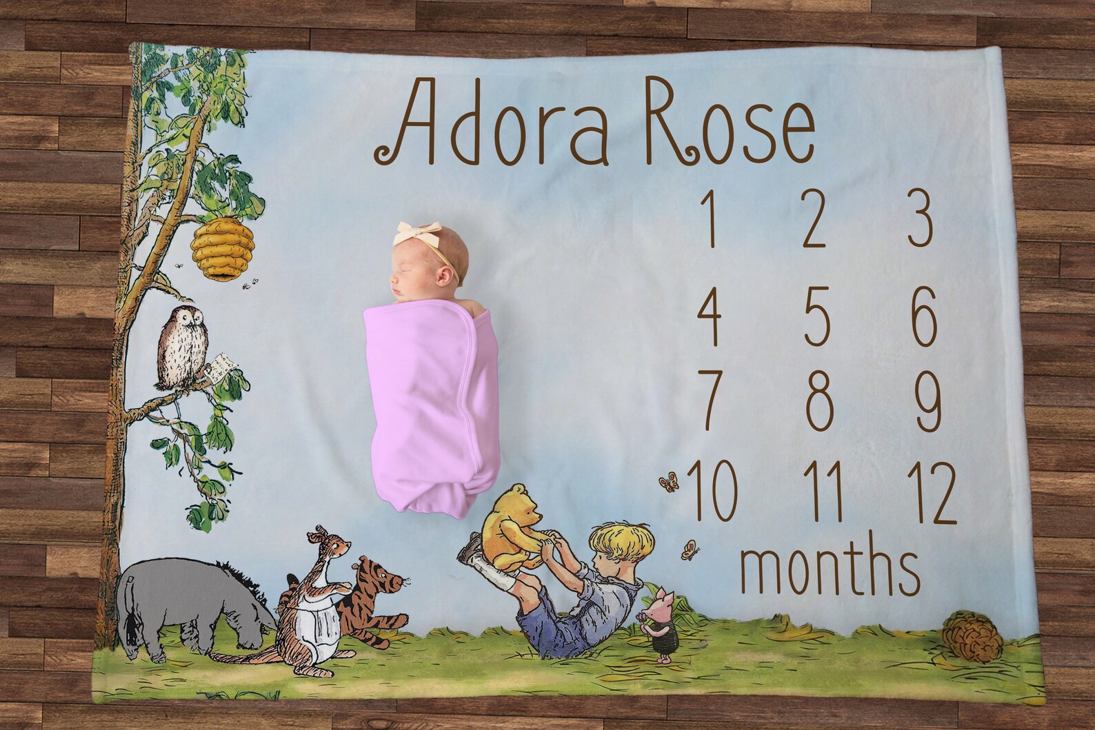 Classic Winnie the Pooh Milestone Personalized Blanket baby Etsy
