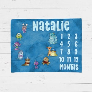 Monsters Inspired Milestone Personalized Blanket - Gender Neutral - baby shower minky gift soft