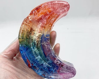 Unique Gift Rainbow Handmade Resin Teardrop Ashtray Pride Ashtray Candle Holder Ring Dish Beautiful Rainbow Soap Dish