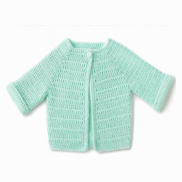 Conjunto de casaquinho de crochê para bebê e gorro com orelhas de urso (padrão PDF) - Tamanhos de recém-nascido a 12 meses