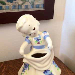 Vintage 1940s California Pottery Dee Lee Girl Figure Front Dress Vase/Planter