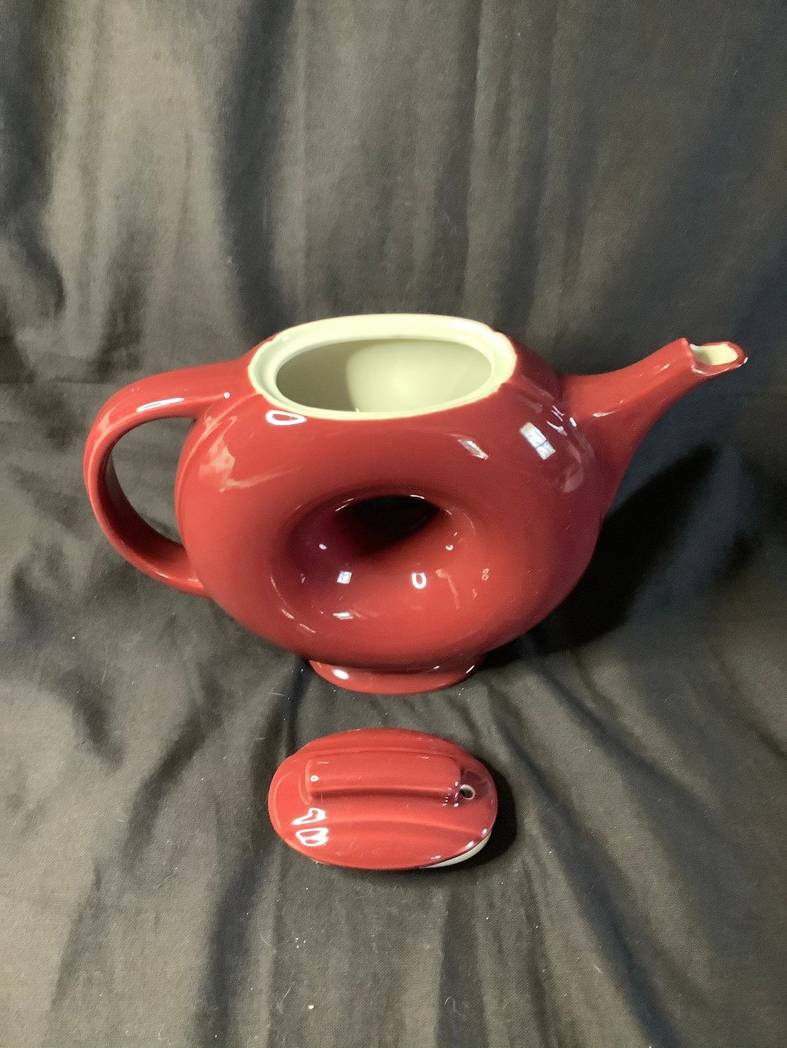 Vintage Hall China Donut Teapot Made in the USA .. Art Deco Etsy