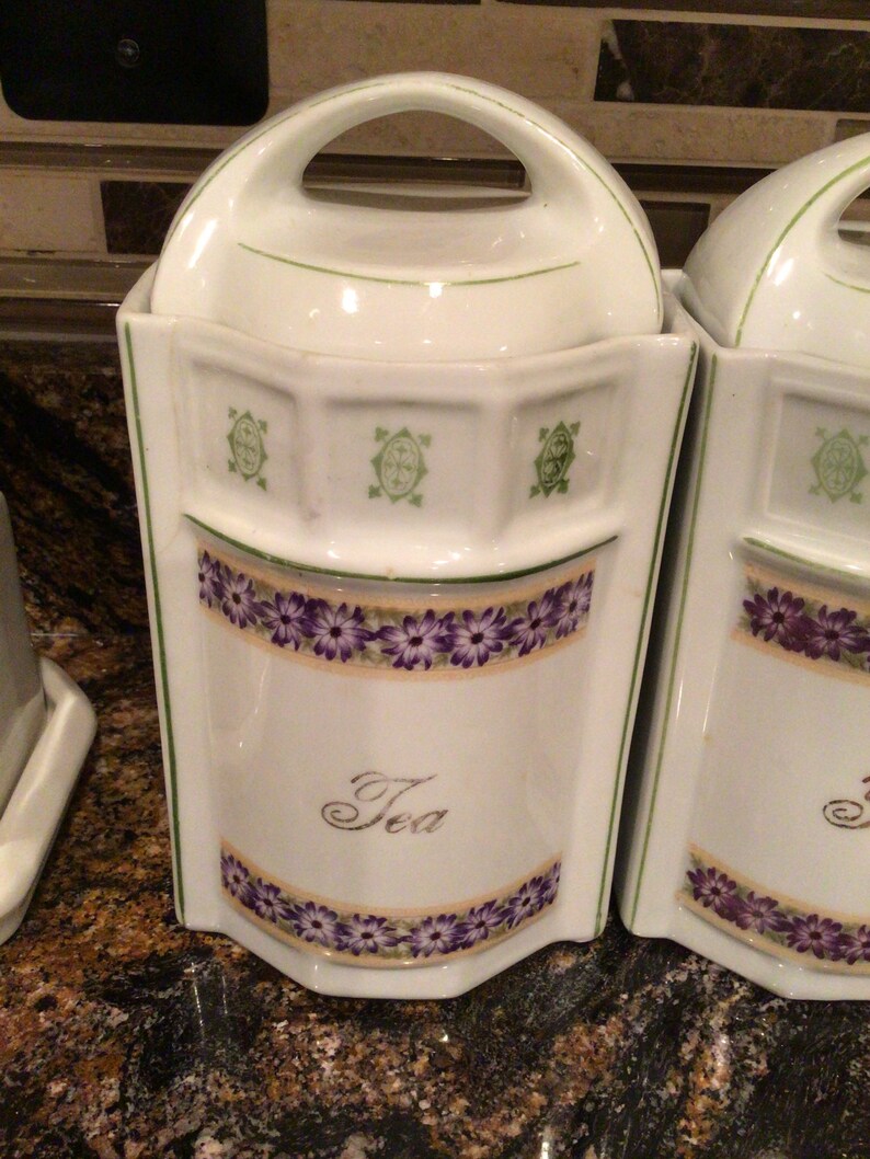 Vintage German Porcelain Canisters 1930s Etsy