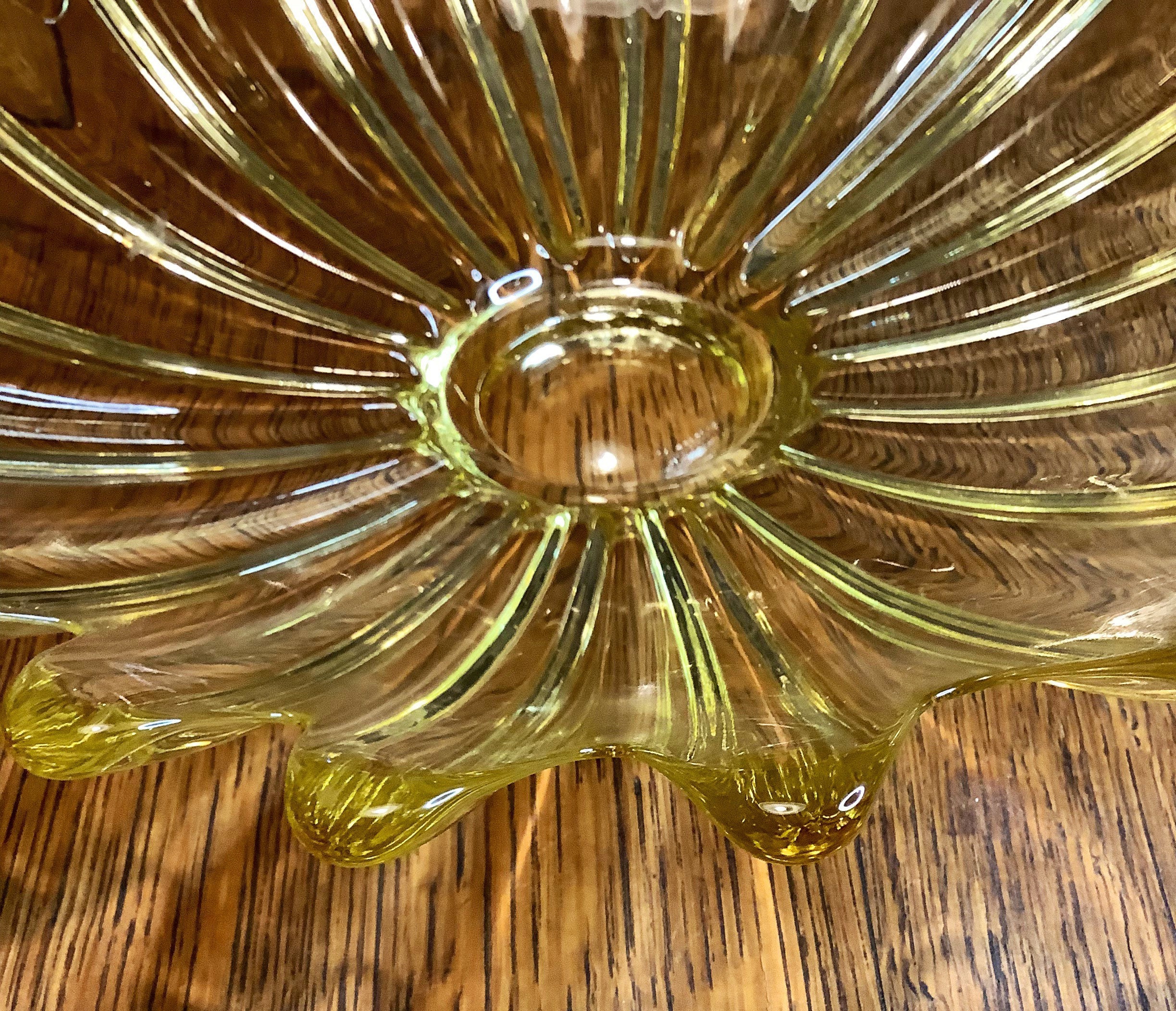Vintage Fostoria Yellow Glass Signed Bowl Etsy