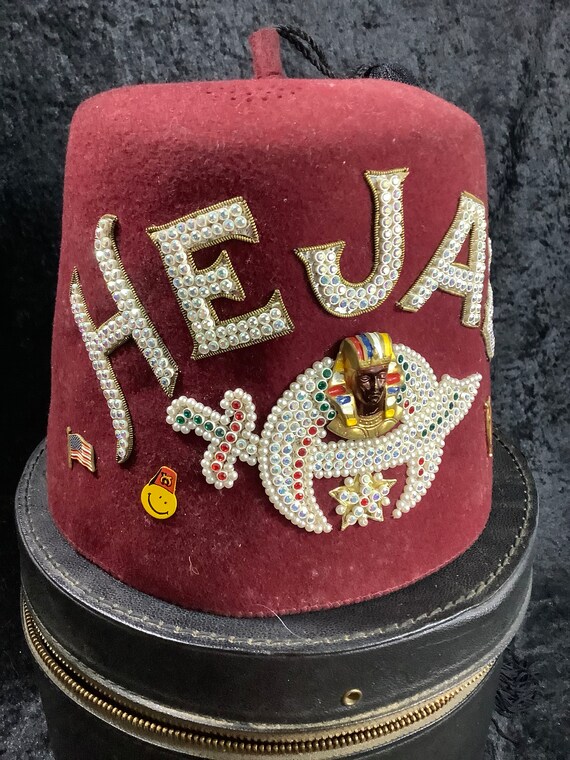 Vintage Shriners Fez Hat Fraternal Masonic Red Fez … Gem