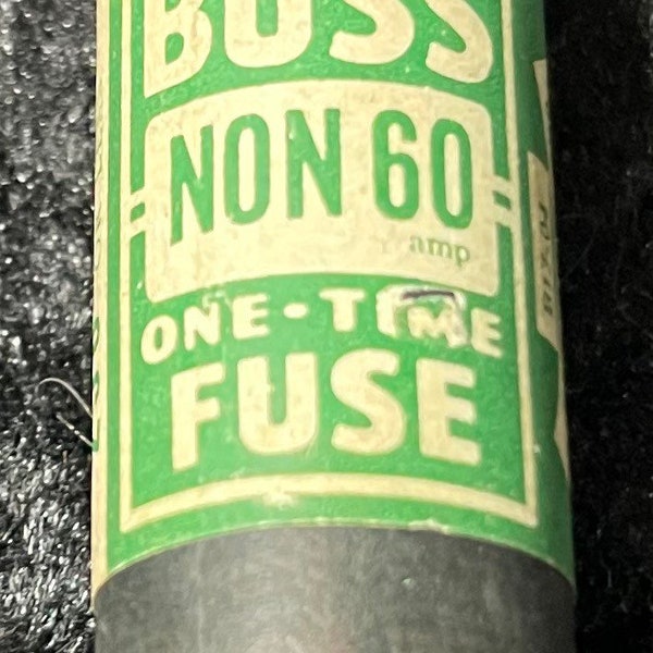 Vintage BUSS NON 60 amp One Time Fuse 250 Volts Or Less St. Louis Collectable