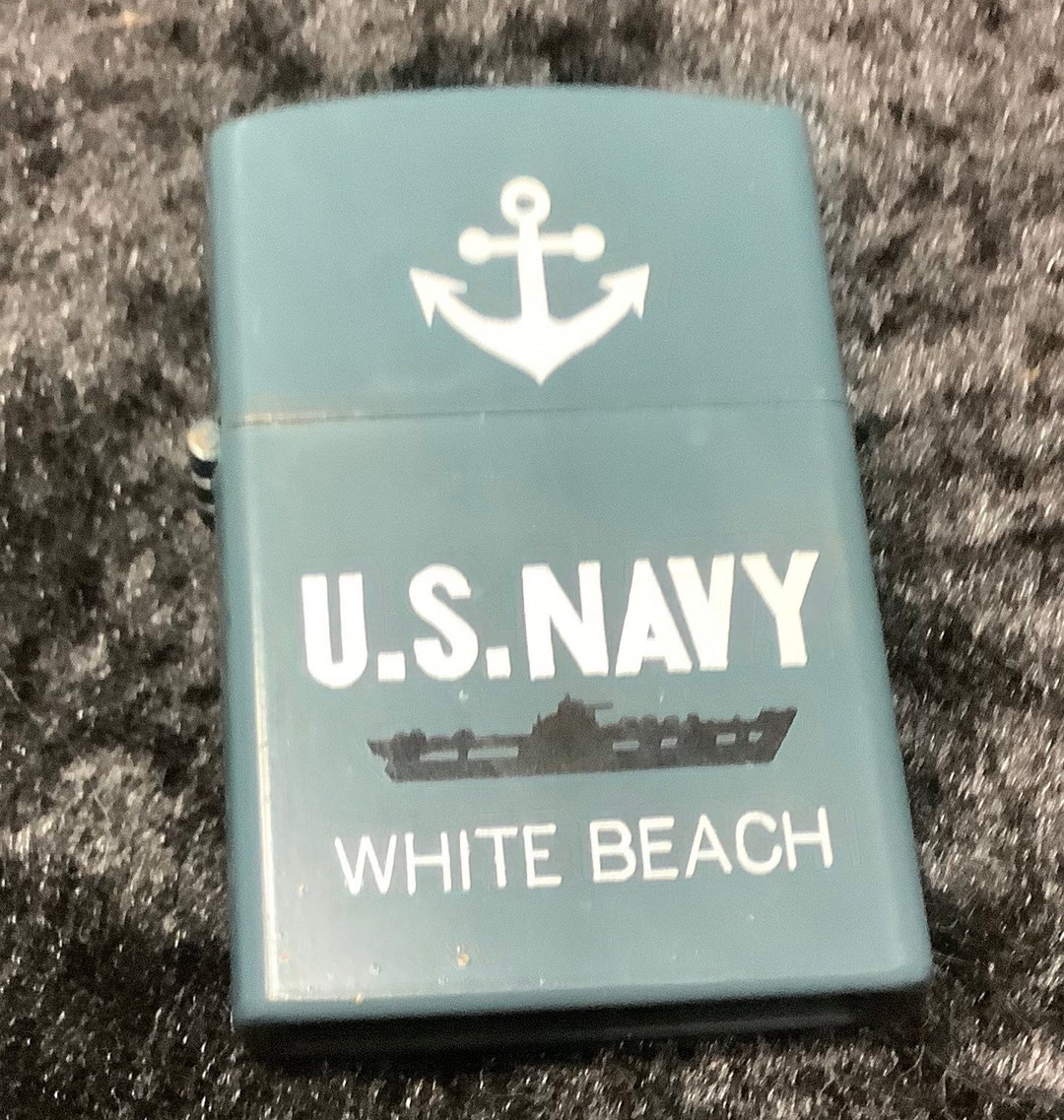 Vintage U.S. Navy White Beach Lighter Vintage Pocket Etsy