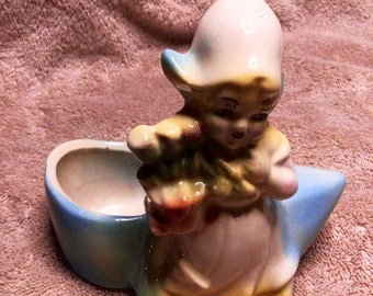 Vintage Ceramic Planter with Dutch Girl and Clog