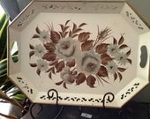 Vintage Hand Painted Metal Tole Tray By Pilgrim Art No. 148