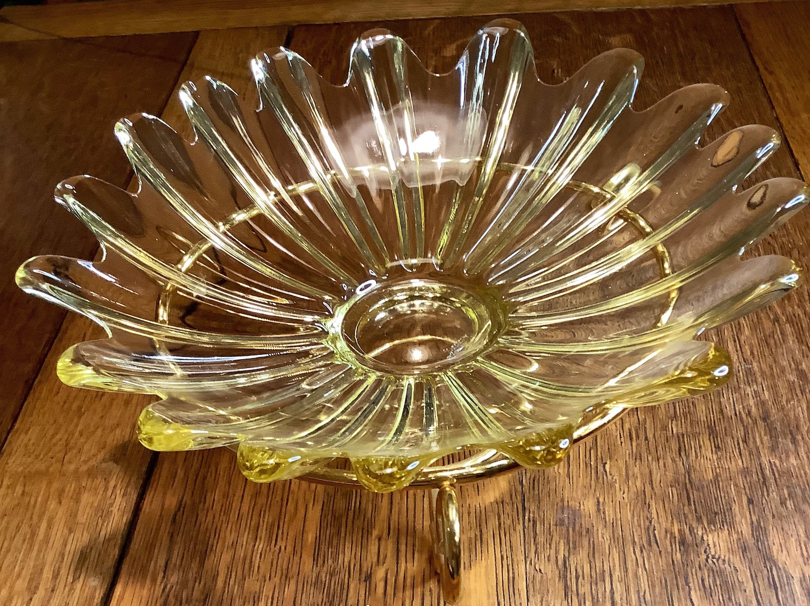 Vintage Fostoria Yellow Glass Signed Bowl Etsy