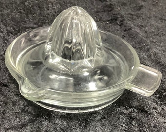 Vintage kleine Klarglas Saft Reibe - Depression Glass Juicer