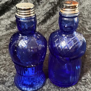 Imperial Glass Cobalt Blue 6” Salt and Pepper Man and Woman