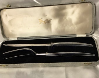 Vintage Griffon Stainless Steal Meat Carving Set With Original Case