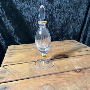 Vintage Clear Glass Perfume Bottle With Gold Accents
