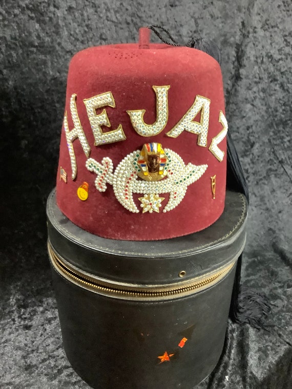 Vintage Shriners Fez Hat Fraternal Masonic Red Fez … Gem