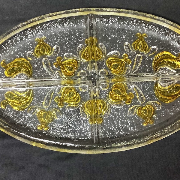 Vintage Walther Kristallglas Divided Glass Tray