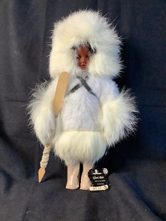 Vintage Handmade BLM Fait A La Main Canada Eskimo Doll With Tag