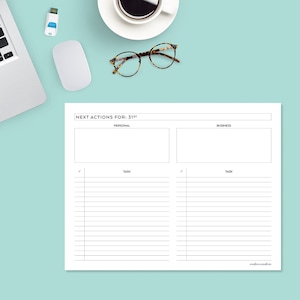Printable Daily Tickler System, Daily Planner, Daily To Do List, Planner for Work, Productivity Planner, Planner Insert, Getting Things Done