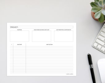 Printable Project Planner, Productivity Planner, Planner Insert, Getting Things Done