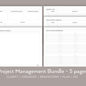 Printable Planner, Project Planning Bundle, Project List, Brainstorming, Next Actions, Project Planner, Planner Insert, Getting Things Done