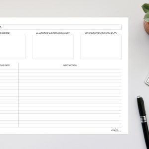 Printable Planner, Project Planning Bundle, Project List, Brainstorming, Next Actions, Project Planner, Planner Insert, Getting Things Done