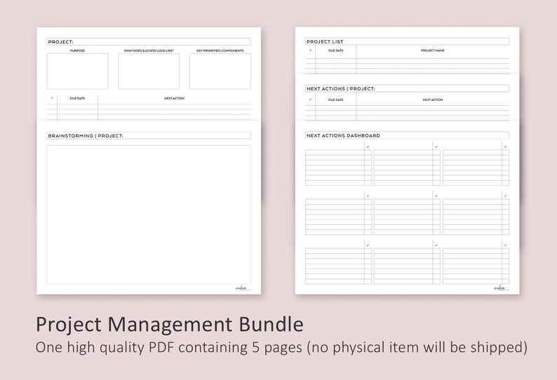 Project Planning Bundle, Project Planner, Next Actions, Planner ...