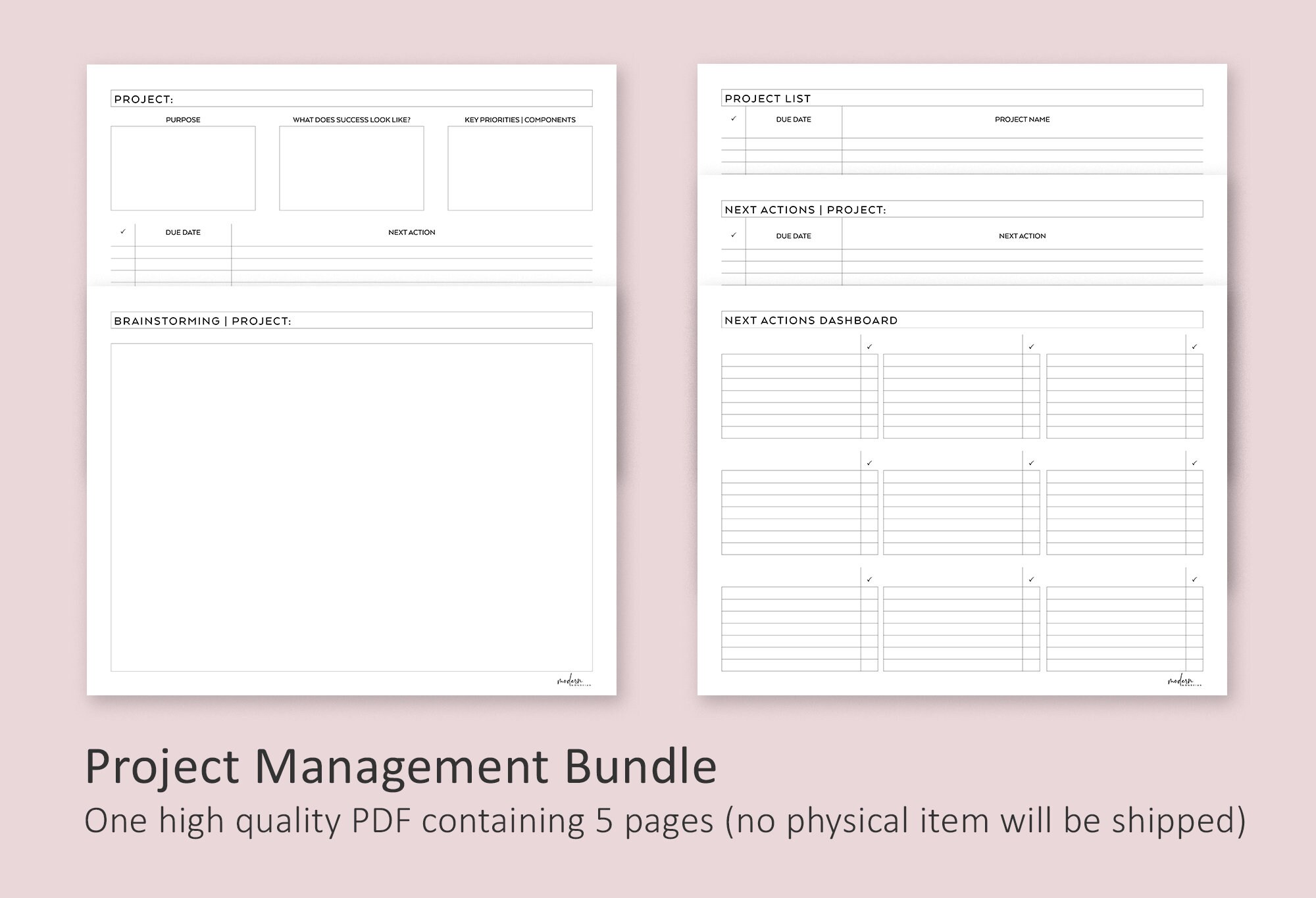 Project Planning Bundle, Project Planner, Next Actions, Planner ...