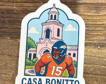 Casa Bonitto Sticker: Denver Casa Bonita & Football Cartoon Mashup