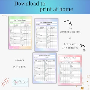 Vacation Budget Printable, Holiday Expenses, Travel Budget Tracker, PDF ...