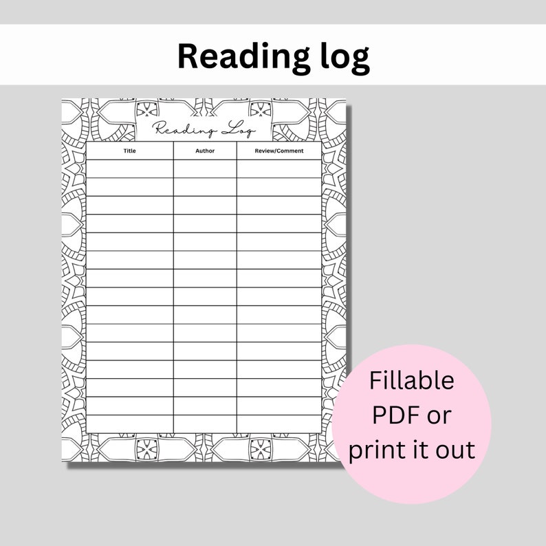 Printable Reading Tracker Printable Reading Log Fillable Etsy