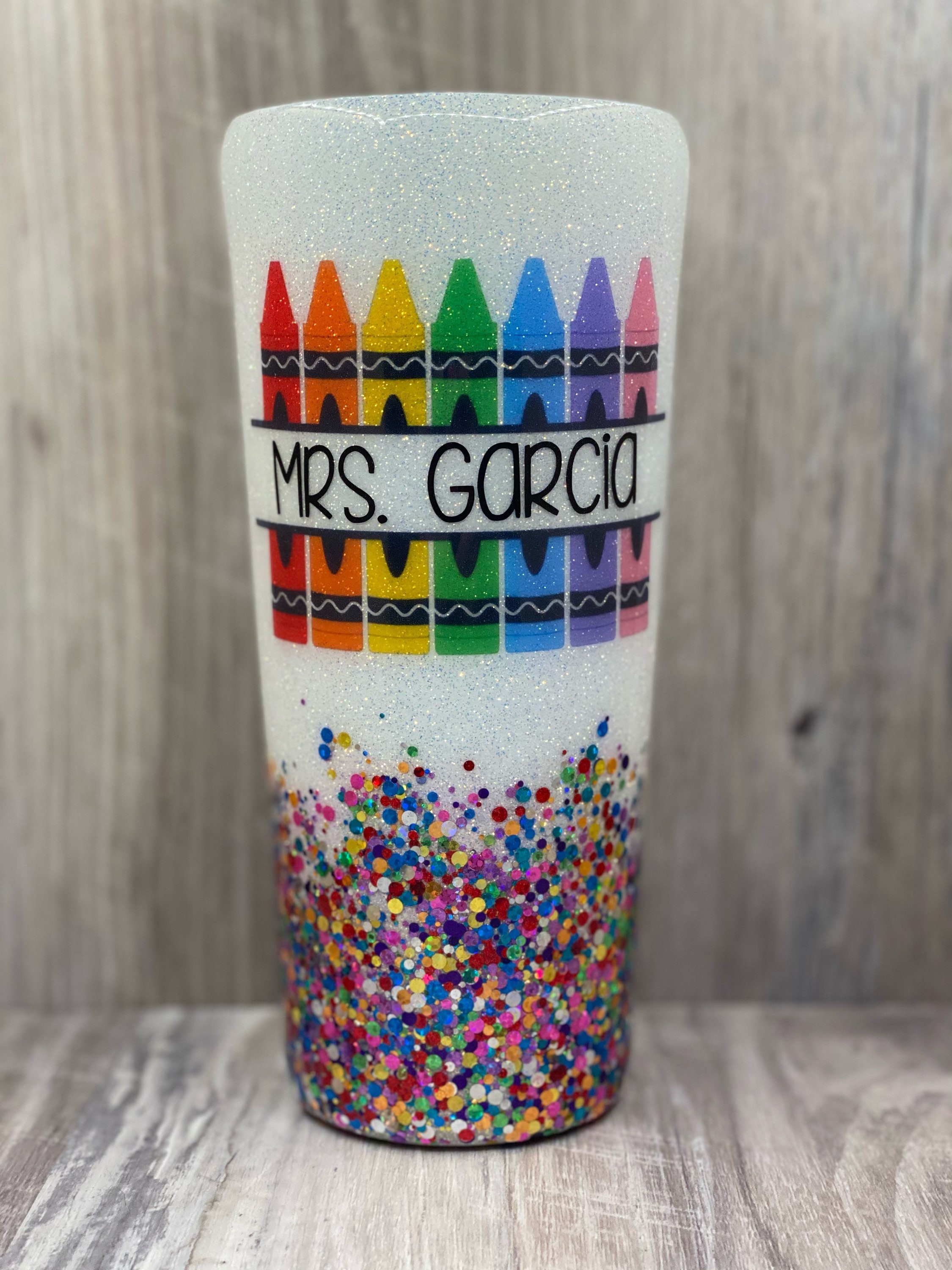 Custom Teacher Crayon epoxy tumbler Etsy