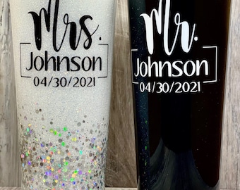 Mr and Mrs Epoxy Tumbler Set | Bridal Gifts | Newly Wed Tumblers | Engagement Gift | Wedding Gift