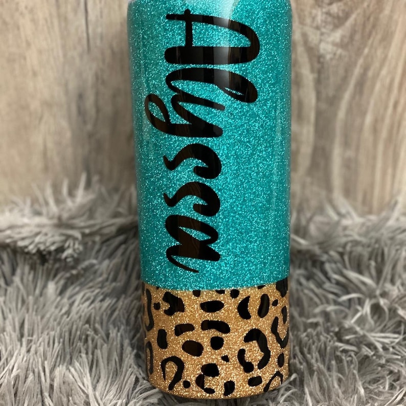 leopard print epoxy coated tumbler etsy