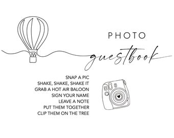 Wedding Guest Book Sign - Hot Air Balloon