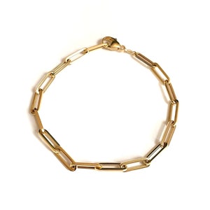 14K ソリッドゴールド ペーパークリップ チェーン ブレスレット - Etsy
