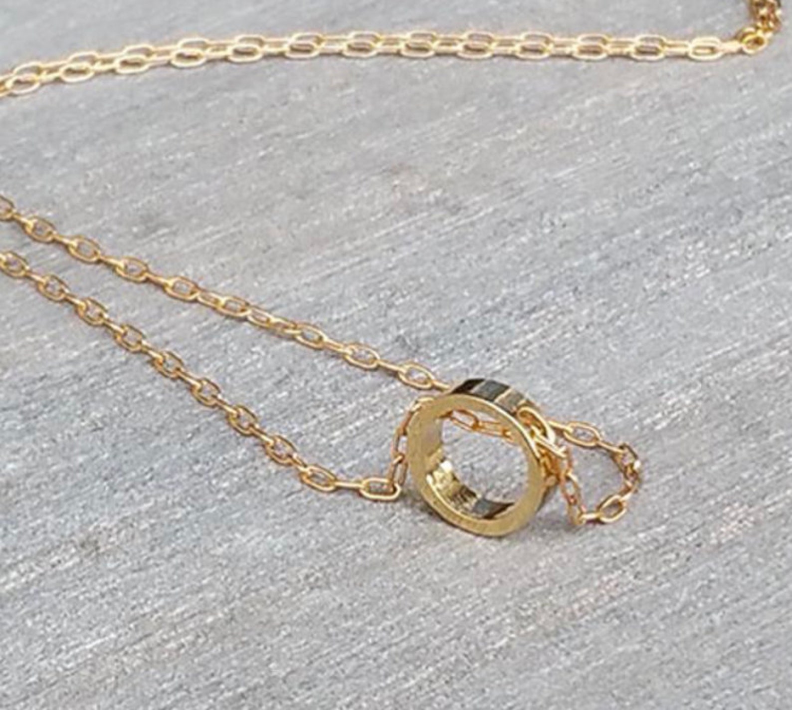 18k Solid Gold Circle Pendant Etsy