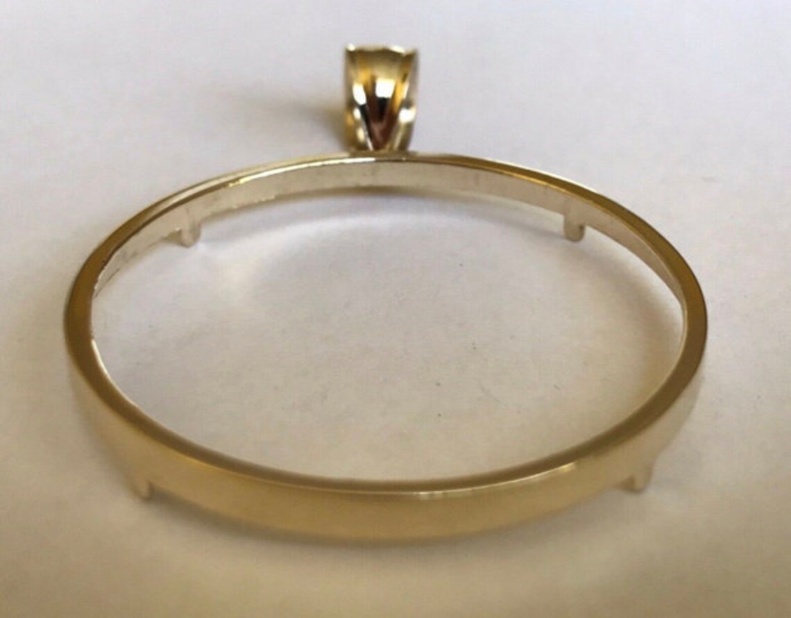 22K Solid Gold Coin Holder Pendant Etsy