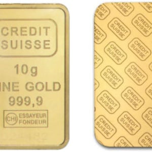 10 grams of 24K pure gold bar