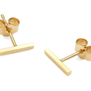 18K Gold Bar Earrings