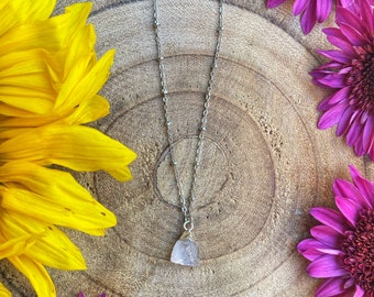 Handmade Clear Quartz Necklace, Gemstone Intention Necklace, Dainty Necklace, Gemstone Necklace, Crystal Necklace, Free Shipping