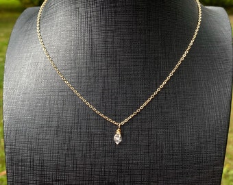 Handmade Herkimer Diamond Necklace, Gold Filled Necklace, Gemstone Necklace, Crystal Necklace, Dainty Necklace, Free Shipping