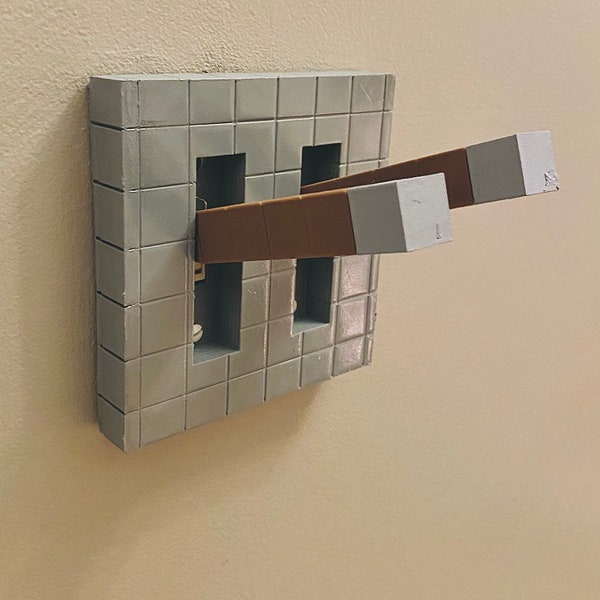 Placa de interruptor de luz de alavanca dupla inspirada em Minecraft