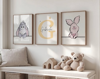 Personalisierte Winnie Puuh Drucke: Aquarell Bilder, 3er Set (Digitaler Download