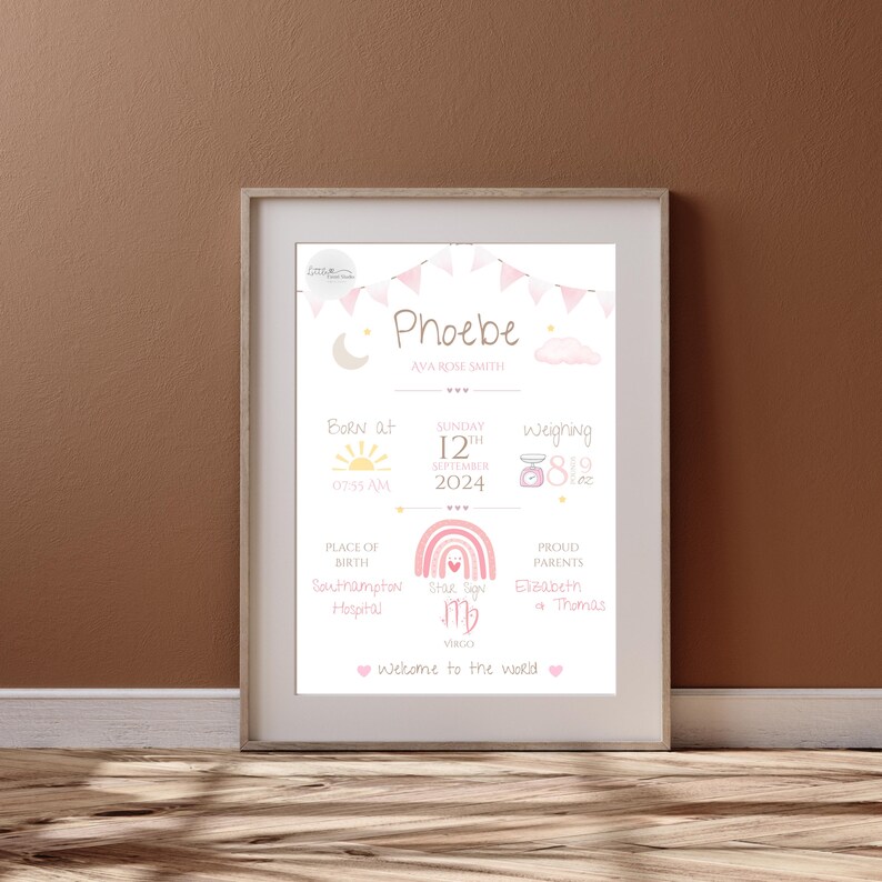 Personalised Baby Gift, New Baby Gift, Personalised Baby Print, Newborn