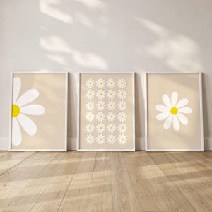 Pastel Daisy Print Set: Girls Room Floral Wall Art (Digital Download)