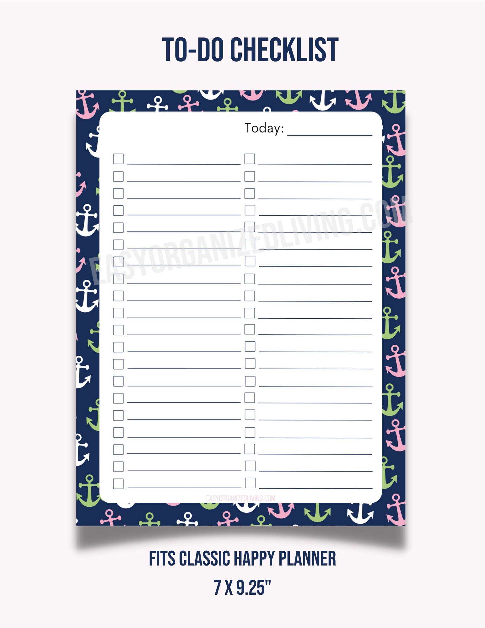 Preppy Anchor To do Checklist Happy Planner Insert Discbound Etsy