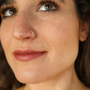 Handmade Sterling Silver Squiggle Nose Ring: Artisan Unisex Hoop