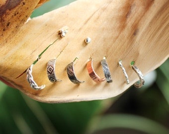 Recycled handmade silver and copper nose rings / assorted sterling silver nose studs / unique nose jewelry / one of a kind custom gift