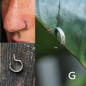 Recycled handmade silver and copper nose rings / assorted sterling silver nose studs / unique nose jewelry / one of a kind custom gift G: Etched zig zag