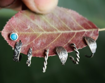 Handmade silver nose rings / assorted sterling silver nose jewelry / Kingman turquoise nose stud / one of a kind gifts